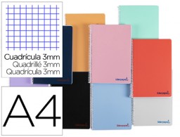 Cuaderno espiral Liderpapel Wonder A4 tapa plástico 80h 90g c/3mm. colores surtidos